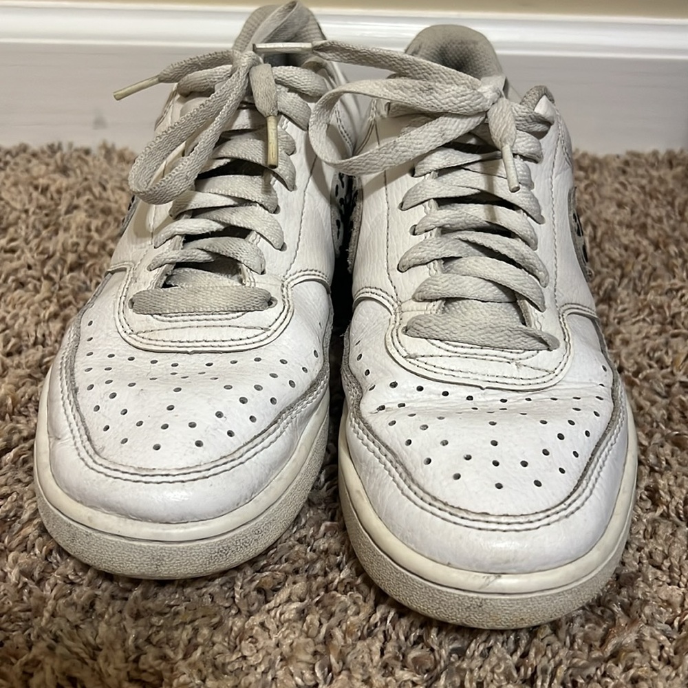 Nike Court Vision Low Sneakers White Desert Sand Leopard Print- Size 7.5 - Picture 3 of 8
